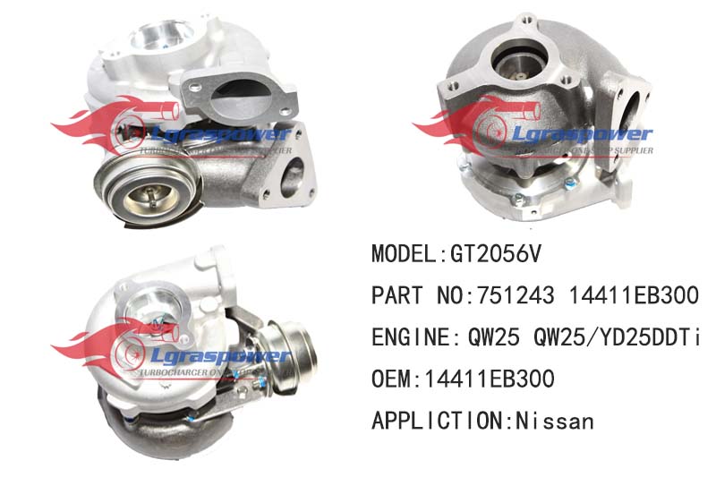 259..GT2056V  “751243  14411EB300”  QW25, QW25/YD25DDTi Nissan