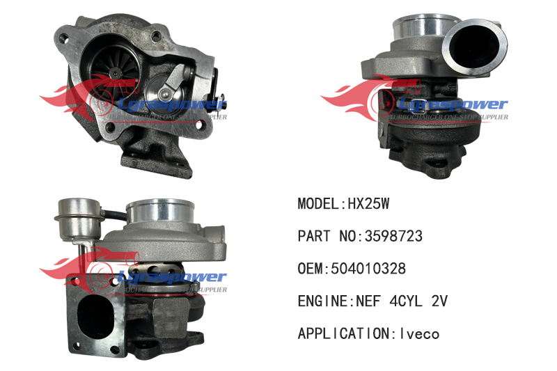7 HX25W 3598723 4033350, 4033350H,4033350HX, 3598724 504010328 NEF, 4CYL, 2V (AFTERCOOLED) 3539071 3539071H Turbo Turbocharge