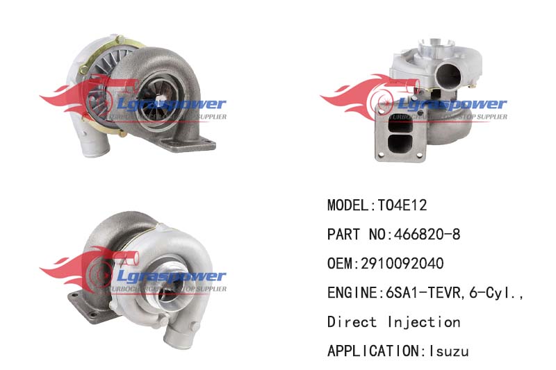 299  TO4E12 466820-8 466820-5008S 466820-0008, 466820-0009, 466820-0010, 466820-8 2910092040, 1144002740, 1144002730, 1144002731, 2910092100, 1-14400-274-0, 1-14400-273-0, 1-14400-273-1 6SA1-T EVR, 6-Cyl., Direct Injection 408105-0425 (408105-5425S)  TURBO TURBOCHARGE