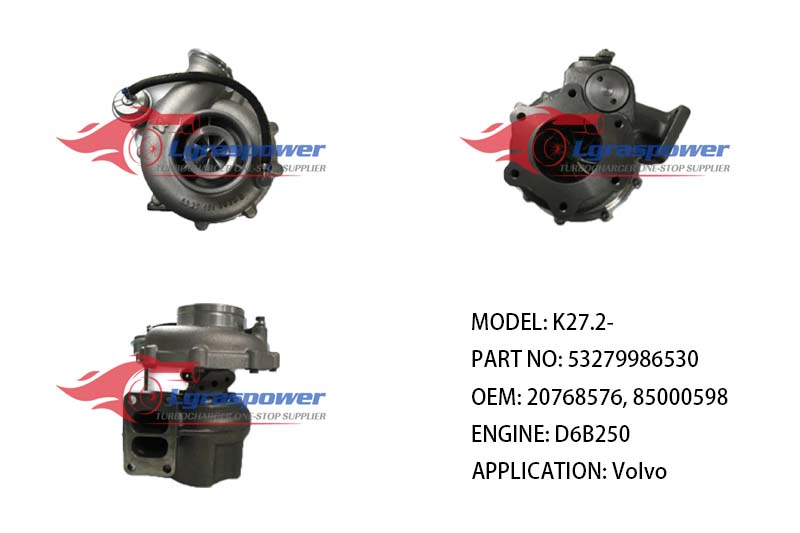 K27.2- 53279986530 5327-998-6530, 5327 998 6530, 53279886519, 53279886530 20768576, 85000598, 8113594, 8192482 D6B250  Volvo Truck D6A TURBO TURBOCHARGE