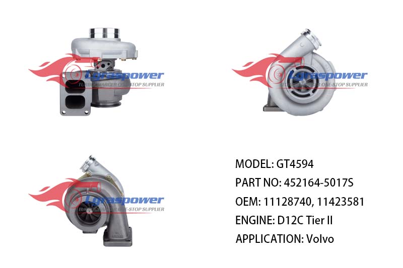 GT4594 452164-5017S 452164-0012, 452164-0013, 452164-0017 11128740, 11423581, 11127624 D12C Tier II Volvo Construction A40D Articulated Hauler TURBO TURBOCHARGE