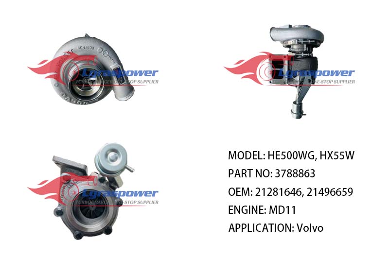 HE500WG, HX55W 3788863 2836741, 2836749, 3772476, 3778869, 3781266, 4033771, 403377100, 4033771H, 4034062 21281646, 21496659 MD11 Volvo-Penta High Power Marine TURBO TURBOCHARGE