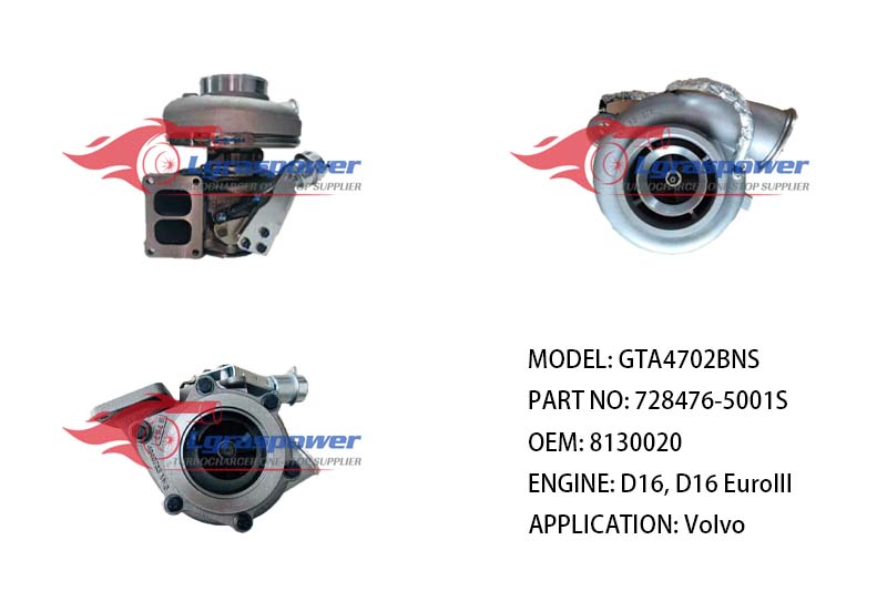 (中文) GTA4702BNS 728476-5001S 728476-0001, 728476-1 8130020 D16, D16 EuroIII VolvoDaewoo FH16 Bus TURBO TURBOCHARGE