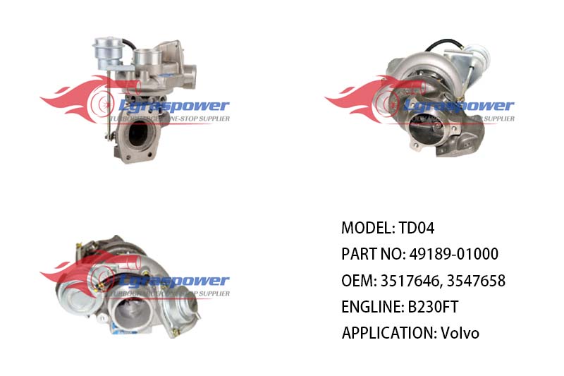 (中文) TD04 49189-01000 49189-01000, 49189-01010 3517646, 3547658, 5003713 B230FT Volvo 940, 960 TURBO TURBOCHARGE