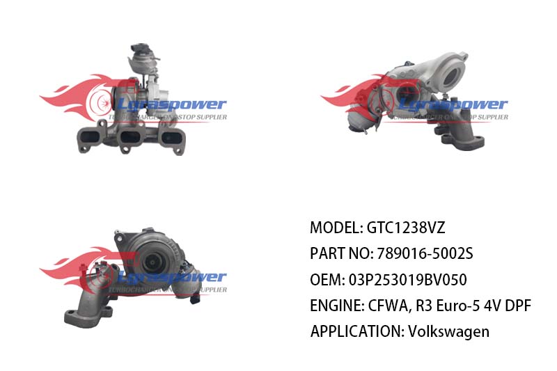 (中文) GTC1238VZ 789016-5002S 789016-0002, 789016-0001, 789016-2, 789016-1 03P253019BV050, 03P253019B, 03P253019BV, 03P253019BX CFWA, R3 Euro-5 4V DPF Volkswagen Polo Bluemotion TURBO TURBOCHARGE
